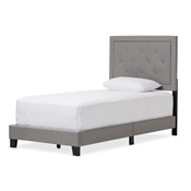 Baxton Studio Paris Modern and Contemporary Grey Fabric Upholstered Twin Size Tufting Bed